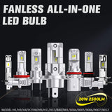 H4 M6X Fanless all-in one LED Bulb 20W 2500LM