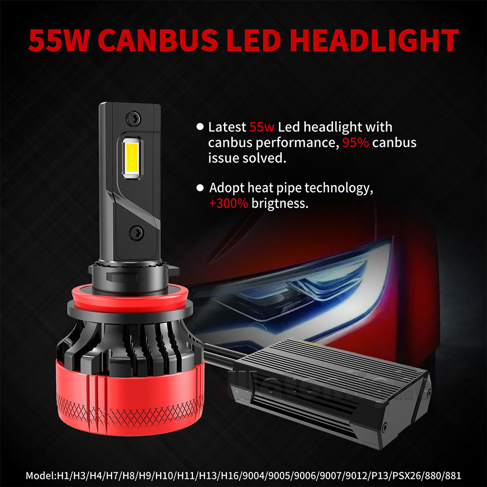 HB3/9005 F5 LED Headlight 55W 10000LM 6500K