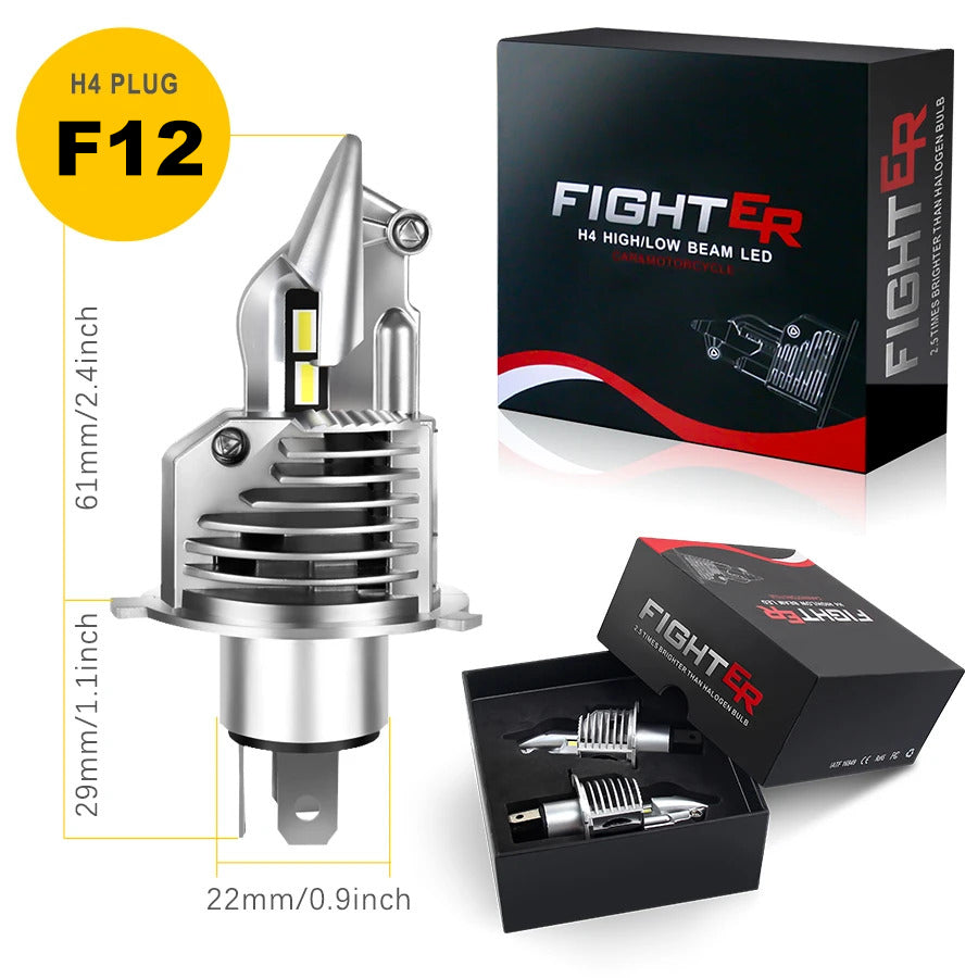 H4 F12 Fighter LED Headlight 30W 5800LM 6500K