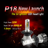 H7 P18 led headlight bulb 52W 9000LM 6500K