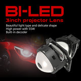 55W 3 inch Bi Led Projector Lens high low beam conversion kit for car